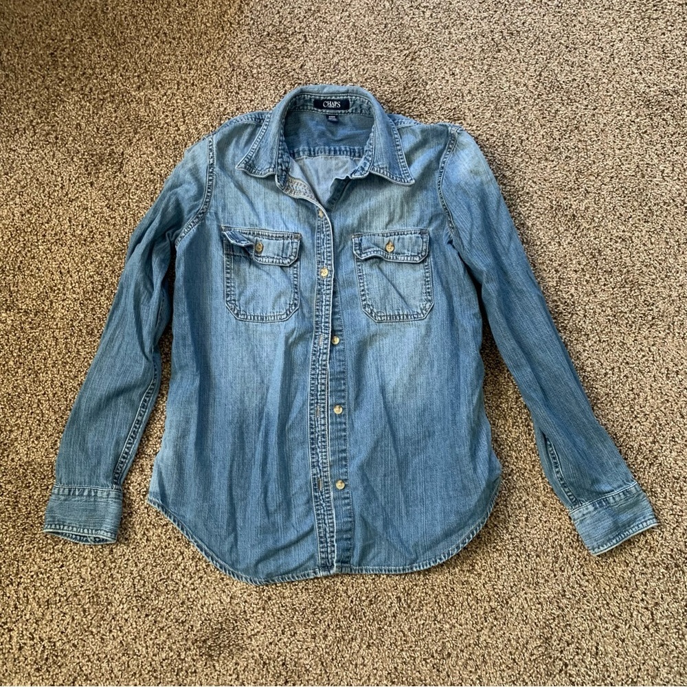 Chaps 100% Cotton Denim Button-Up Shirt